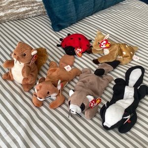 Lot of 6 Vintage Ty Beanie Babies Cute Woodland Creatures